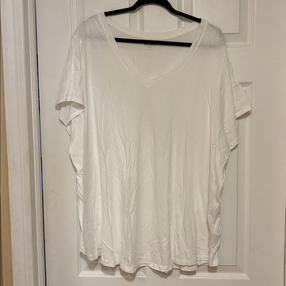 Old Navy White V-Neck Tee